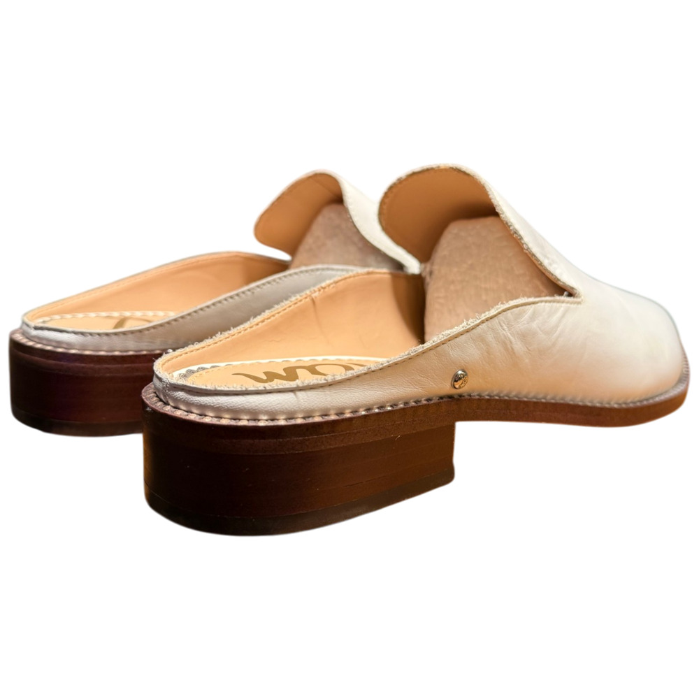 SAM EDELMAN Laddie Women's 10M White Leather Studded Mules Shoes - Picture 5 of 13
